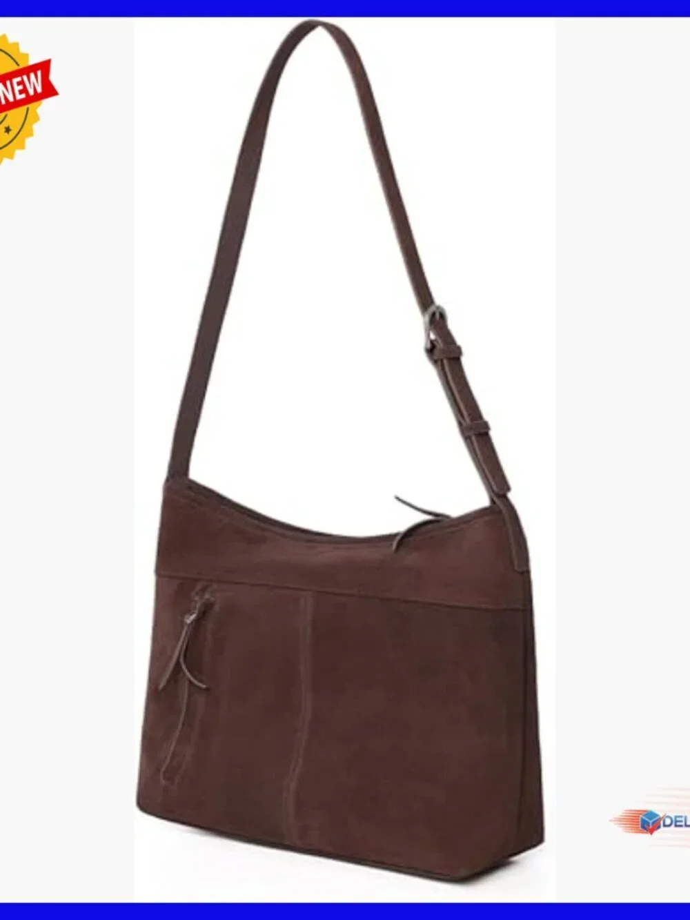 Genuine Suede Leather Hobo Shoulder Bag Adjustable Crossbody Tote